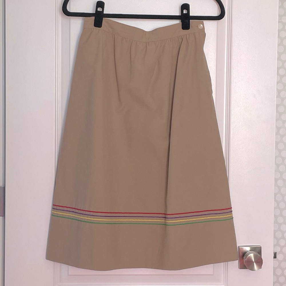 Vintage Light Brown with Rainbow Stripes Skirt
